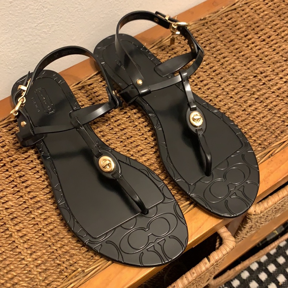 Coach A8875 Pier Black Jelly T-strap Sandles